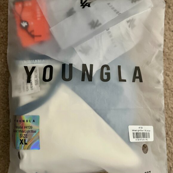 YoungLA 4139 - Oversized Baseball Tees (X-Large/White and Light Blue) - Picture 3 of 4